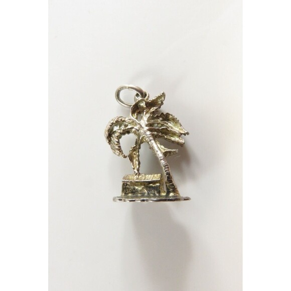 Vintage Silver Martinique 3D Palm Tree Charm with Cabin - Picture 5 of 6